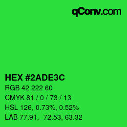 Farbcode: HEX #2ADE3C | qconv.com