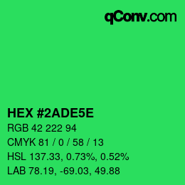 カラーコード: HEX #2ADE5E | qconv.com