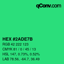 カラーコード: HEX #2ADE7B | qconv.com