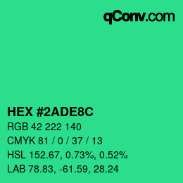 カラーコード: HEX #2ADE8C | qconv.com