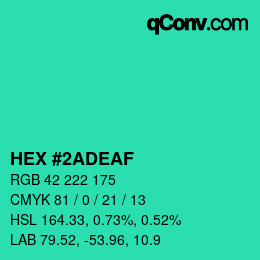 Color code: HEX #2ADEAF | qconv.com