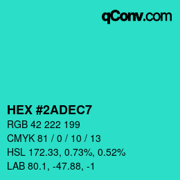 Color code: HEX #2ADEC7 | qconv.com