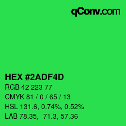 カラーコード: HEX #2ADF4D | qconv.com