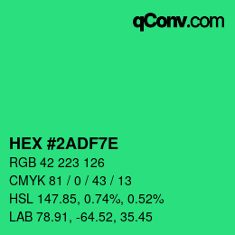 Color code: HEX #2ADF7E | qconv.com