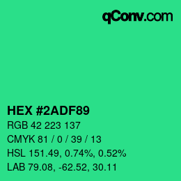 Color code: HEX #2ADF89 | qconv.com