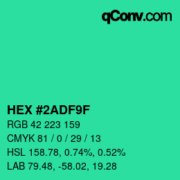 Color code: HEX #2ADF9F | qconv.com