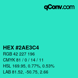 Color code: HEX #2AE3C4 | qconv.com