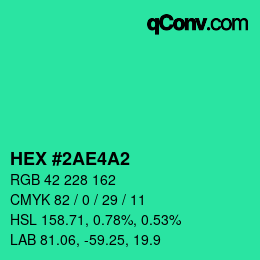 Color code: HEX #2AE4A2 | qconv.com