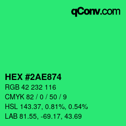 カラーコード: HEX #2AE874 | qconv.com