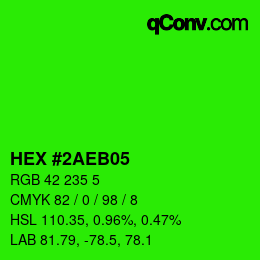 颜色代码: HEX #2AEB05 | qconv.com