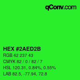 カラーコード: HEX #2AED2B | qconv.com