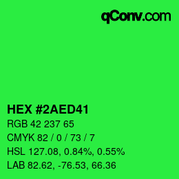 Color code: HEX #2AED41 | qconv.com