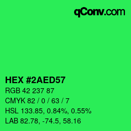 Color code: HEX #2AED57 | qconv.com