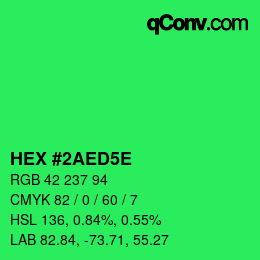 Color code: HEX #2AED5E | qconv.com