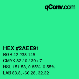 カラーコード: HEX #2AEE91 | qconv.com