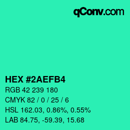 Color code: HEX #2AEFB4 | qconv.com