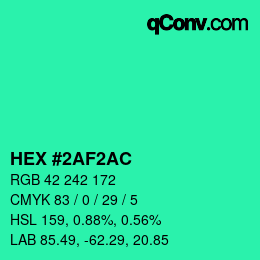 Color code: HEX #2AF2AC | qconv.com
