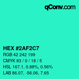 Color code: HEX #2AF2C7 | qconv.com