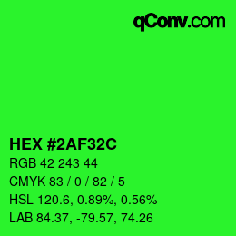 Color code: HEX #2AF32C | qconv.com