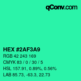 Color code: HEX #2AF3A9 | qconv.com