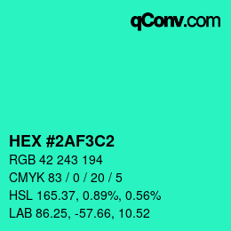 Color code: HEX #2AF3C2 | qconv.com