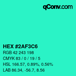 Color code: HEX #2AF3C6 | qconv.com