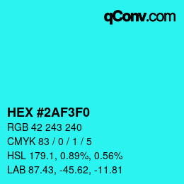 Color code: HEX #2AF3F0 | qconv.com