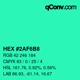 Color code: HEX #2AF6B8 | qconv.com
