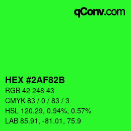Color code: HEX #2AF82B | qconv.com