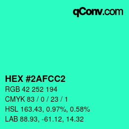 Color code: HEX #2AFCC2 | qconv.com