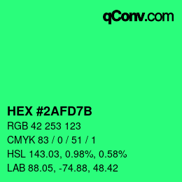 Color code: HEX #2AFD7B | qconv.com