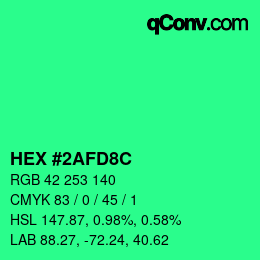 Color code: HEX #2AFD8C | qconv.com