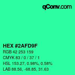 Color code: HEX #2AFD9F | qconv.com