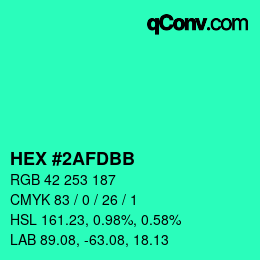 カラーコード: HEX #2AFDBB | qconv.com
