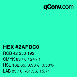 Color code: HEX #2AFDC0 | qconv.com