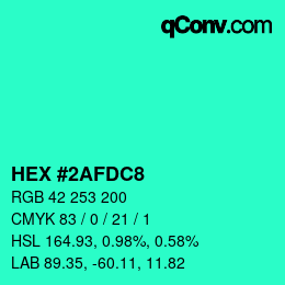 Color code: HEX #2AFDC8 | qconv.com