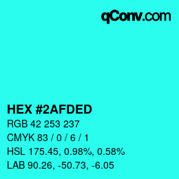 Color code: HEX #2AFDED | qconv.com