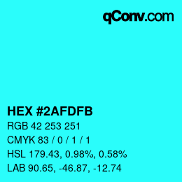 Color code: HEX #2AFDFB | qconv.com