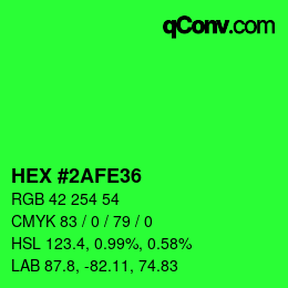 Color code: HEX #2AFE36 | qconv.com