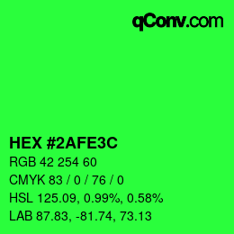Color code: HEX #2AFE3C | qconv.com
