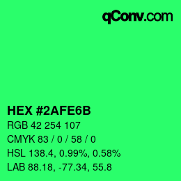 Color code: HEX #2AFE6B | qconv.com