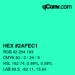 Color code: HEX #2AFEC1 | qconv.com