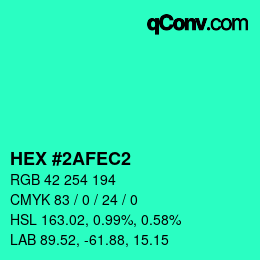 Color code: HEX #2AFEC2 | qconv.com