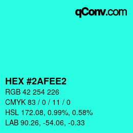 Color code: HEX #2AFEE2 | qconv.com
