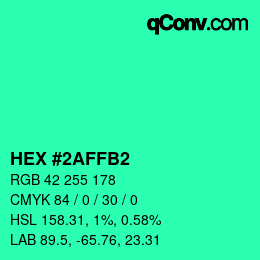 Color code: HEX #2AFFB2 | qconv.com