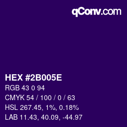 Color code: HEX #2B005E | qconv.com