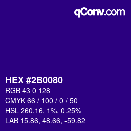 颜色代码: HEX #2B0080 | qconv.com