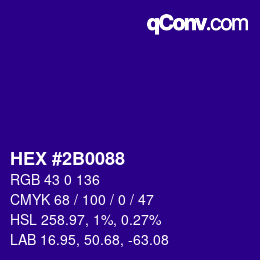 颜色代码: HEX #2B0088 | qconv.com