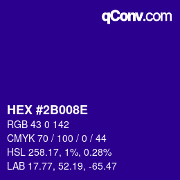 Color code: HEX #2B008E | qconv.com