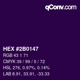 Color code: HEX #2B0147 | qconv.com